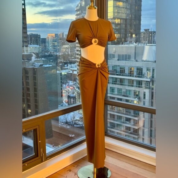 🆕 CHRISTOPHER ESBER 🧿 NWOT Orbit Embellished Crop Top & Maxi Skirt Set, Sz US4 - Picture 3 of 16